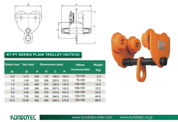 Con rùa đẩy tay di chuyển palăng Kondotec KT PT