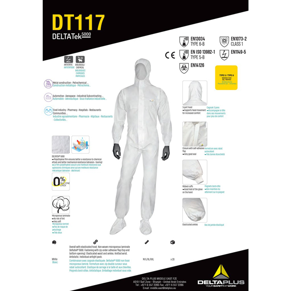 Áo liền quần chống hóa chất Deltaplus DT117 2