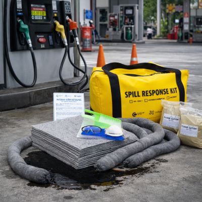 Bộ ứng phó nhanh dầu và hóa chất tràn vãi 30L PetroChemical Spill Kit PF117