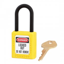 Ổ khóa an toàn nhựa nhiệt dẻo màu vàng còng nylon 6mm Master Lock 406YLW thumb