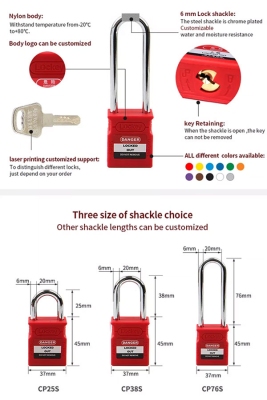 Ổ khóa an toàn nylon cùm thép 76mm PROLOCKEY CP76S