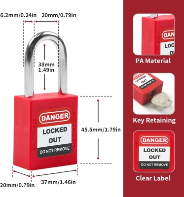 Ổ khóa an toàn cùm thép 38mm thân ABS PROLOCKEY KD-P38S