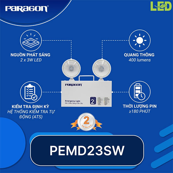 Đèn chiếu sáng khẩn cấp Paragon PEMD23SW 1