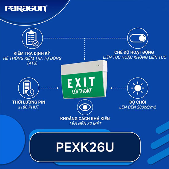 Đèn Exit thoát hiểm PEXK26U 2