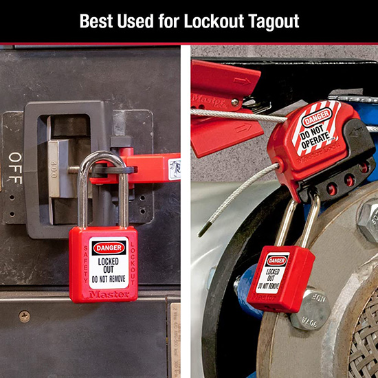 Ổ khóa an toàn bằng nhựa nhiệt dẻo màu đỏ còng thép 6mm Master Lock 410RED